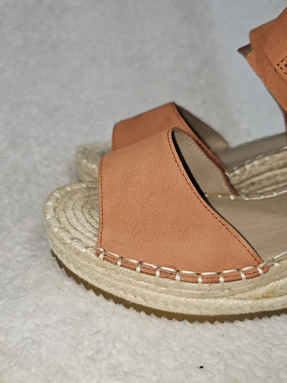 Eileen Fisher Weslia Espadrille Wedge Sandal Cider Leather Size 6.5 Coastal.